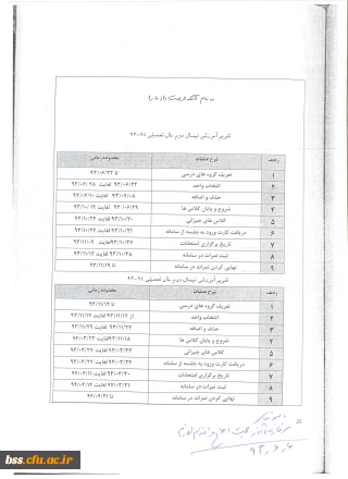 تقویم اموزشی نیمسال دوم تحصیلی 93-94