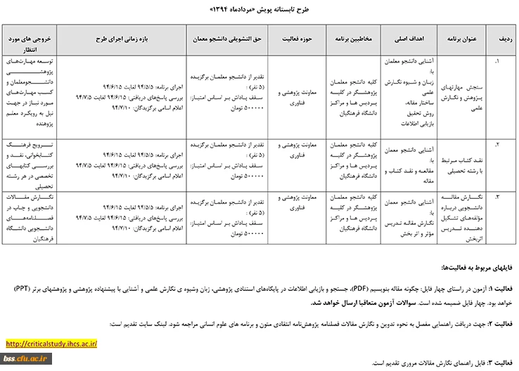 طرح تابستانه پویش