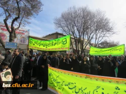 حضور کارکنان ، اساتید ودانشجو معلمان پردیس بنت الهدی صدر در راهپیمایی پر شکوه 22 بهمن 8
