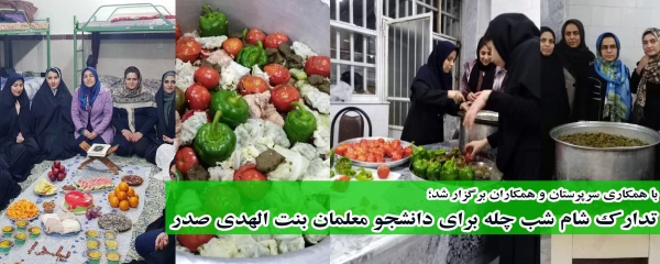 با همکاری معاونت محترم دانشجویی برگزار شد؛

تدارک شام شب چله برای دانشجو معلمان بنت الهدی صدر 2