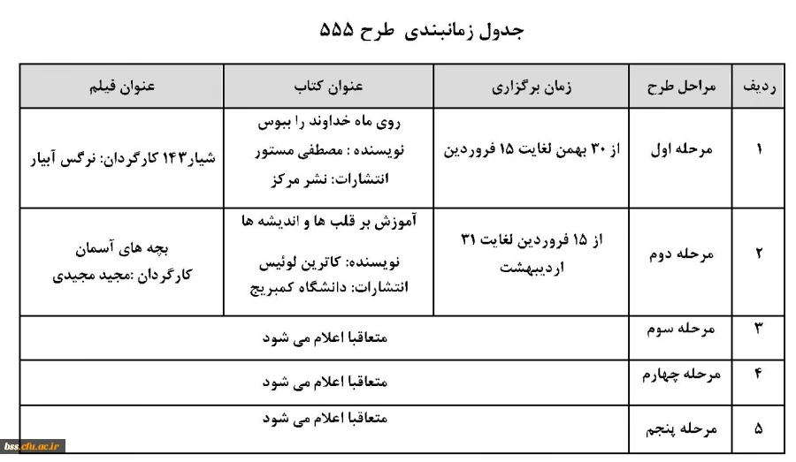 زمان بندی555