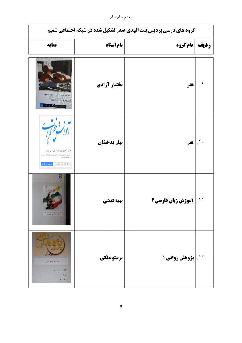 گروه های درسی که در شبکه اجتماعی شمیم تشکیل شده اند 5