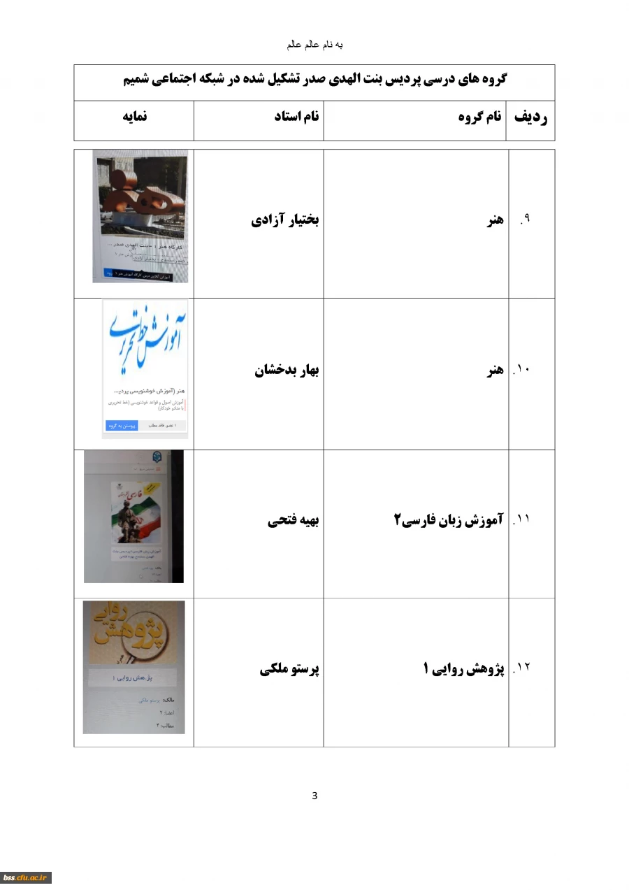 گروه های درسی که در شبکه اجتماعی شمیم تشکیل شده اند 5