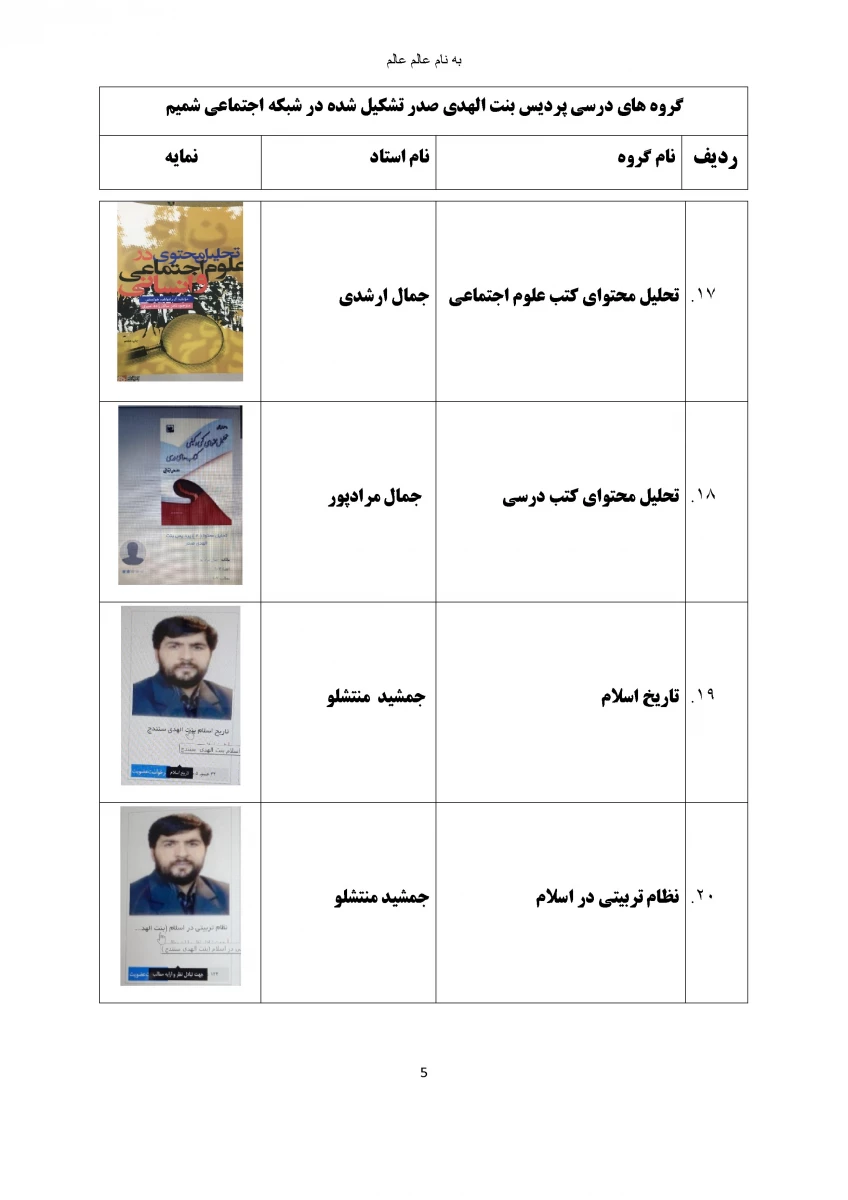 گروه های درسی که در شبکه اجتماعی شمیم تشکیل شده اند 7