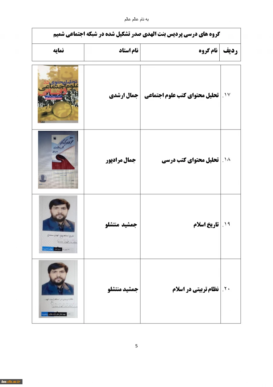 گروه های درسی که در شبکه اجتماعی شمیم تشکیل شده اند 7