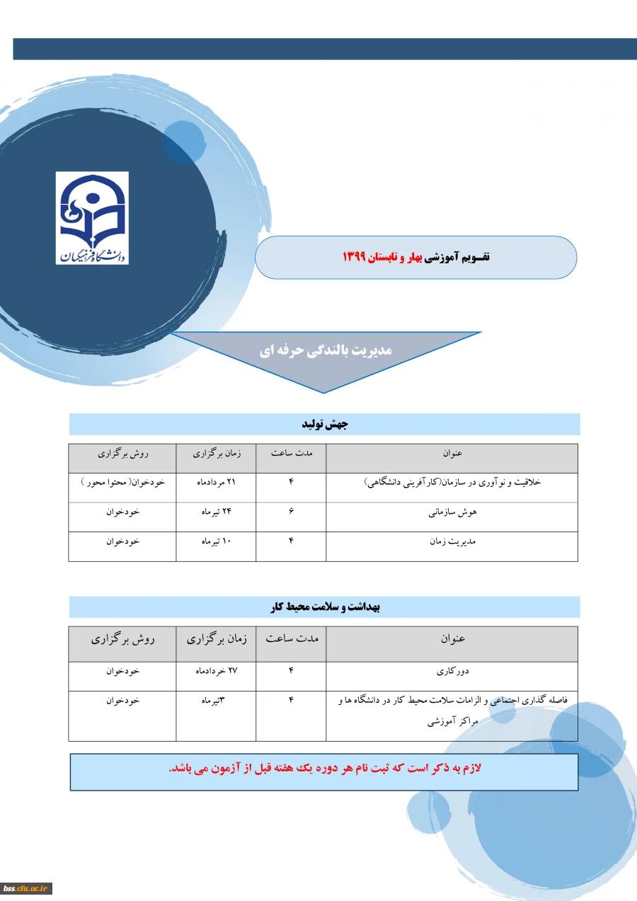 برگزاری دوره های محتوا محور(خودخوان)