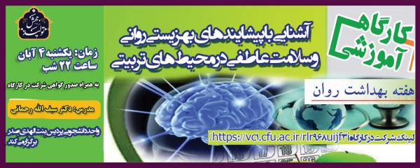 کارگاه آموزشی آشنایی با «پیشایندهای بهزیستی روانی و سلامت عاطفی در محیط های تربیتی»
 3