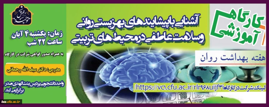 کارگاه آموزشی آشنایی با «پیشایندهای بهزیستی روانی و سلامت عاطفی در محیط های تربیتی»
 3