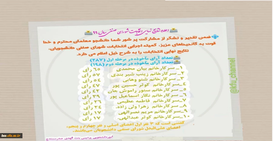 انتخابات شورای صنفی رفاهی دانشجویی 99 2