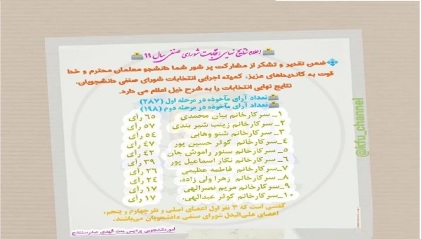 انتخابات شورای صنفی رفاهی دانشجویی 99 2